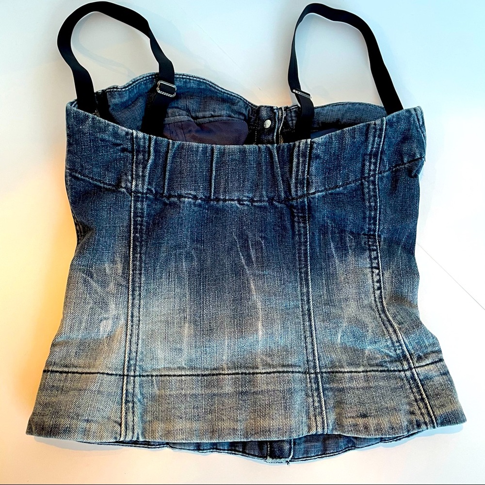 MISS SIXTY blue denim bustier crop top, size small - Picture 2 of 11